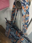 Vera Bradley Blue Orange Paisley Quilted Tote Bag Zip Inner Pockets