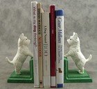 Pair White West Highland Terrier Cast Iron Heavy Bookends Westie Dog