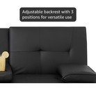 Brand New Convertible Futon Sofa Bed W  Cup Holders  Black Faux Leather