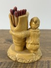 Antique Yellow Ware Figural Match Holder striker - Stoneware Marked