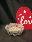 Vintage Cut Crystal Round Clear Powder Jar 3 Piece Vanity Accessories Cristalla