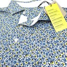 New Puma Golf Polo Shirt -m- Blue White Yellow Floral Dot Aloha Poly Performance