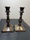 Antique Meriden Silver Plate Co Quadruple Plated Candlesticks Pair Model 2792 8   