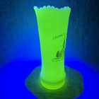 Vintage Uranium Glass St  John s Church St  John Wi Souvenir Vase 7  Uv Reactive