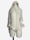Vintage Unbranded Ivory Floral Embroidered Pearl Juliet Cap Sheer Wedding Veil