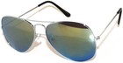 Yellow Mirror Lens Aviator Style Silver Metal Frame Sunglasses Uv400