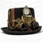 Steampunk Vintage Pocket Watch Black Tall Hat Costume Burning Man W  Goggles
