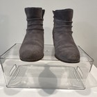 Cole Haan Women   s Gray Suede Ankle Bootie Pull-on Almond Toe Block Heel 8b