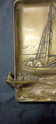 Antique Brass Ashtray Tray  fishermen   Boats  Jb Jennings Brothers Ca1900s Rare