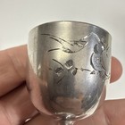 Antique vintage Small Sterling Silver Stem Cup Bird   Flower Design-beautiful 