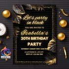 Editable Black And Gold Birthday Party Invitation  Boys And Girls Party Invite