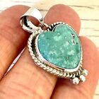 Natural Turquoise Heart Shape Navajo Pendant 1 25in Signed Begay Sterling Native