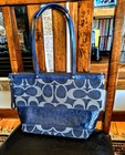 Euc Coach Blue Signature Tote Bag Model C0873-12546  Canvas   Patent Leather