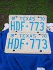 Vintage  1970 Texas Metal  Automobile License Plate Pair  Hdf 773