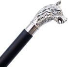 Vintage Silver Brass Wolf Head Handle Victorian Wooden Walking Stick Shaft Cane