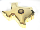 Texas Shaped Polished Brass 3 75 X 3 75 In  Paperweight  Heavy  State Seal