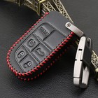 Leather Remote Key Fob Cover Case For Jeep Grand Cherokee Chrysler Dodge Fiat