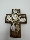 Vintage 1996 Mexican Folk Art Milagro Cross 4  Wood Lady Of Guadalupe Cozumel