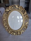 Vintage Matson 24k Gold Plated Oval Picture Frame Convex Bubble Glass