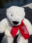 10  Coca-cola White Polar Bear Red Scarf Plush Bear Lovely Plush Vguc