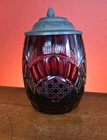 Vintage Rastal-werk  Ruby Red Crystal Beer Stein mug With Pewter Lid Germany 