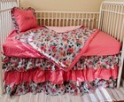 Handmade Floral Girls Crib Bedding Nursery Set 4 Piece