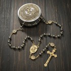 Hematite Black Stone Beads St  Michael The Archangel Rosary Necklace Antique    