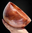 175mm Orange Quartz Bowl Crystal Round Shape Healing Gemstone Unique Altar Bowl