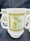 Set 4 Vintage Irish Coffee Footed Milk Glass Mugs  St Patrick   s Irish Toast
