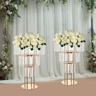 A Two-piece Three-layer Ice Curtain Crystal Flower Stand With A Golden Round Bas