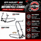 Pro Series - Heavy Duty Front And Rear Motorcycle Paddock Race Stands Lifts Set