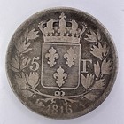 1816 A France Silver 5 Francs Louis Xviii Bare Head Paris Mint Circulated Coin