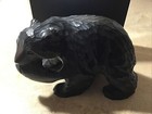Black Bear With Fish Wood Carving Sculpture Figurine Art Decor Cabin Lodge Decor