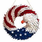 Handmade Wooden American Flag Bald Eagle Wreath Memorial Day 4th Of July Door