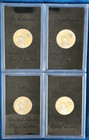 1971-1974 Set Of 4 Eisenhower Proof Dollar Us Mint Coins  brown Ikes  40  Silver