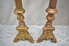 Pair Of Nice Antique French Altar Jmj Candlesticks  21  Ht   cu765  Chalice Co 