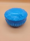 Victorian Era Antique Blue Milk Glass Powder Vanity Trinket Box W lid