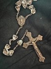 Vintage Rosary Faceted Crystal Beads  Sterling Silver Crucifix Cross And   