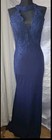 Navy Blue Beaded Lace Mermaid Gown Train Evening Dress Halter Formal Prom