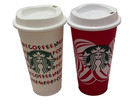 Starbucks 2019 Holiday Merry Coffee Grande 16oz Reusable Cup Set Red White
