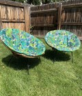 Vintage  60s 70s Flower Power Vinyl Mod Rattan Chair Covers Only 