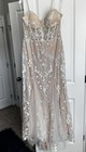 Blondie Nites By Stacy Sklar Beige White Lace Formal Gown