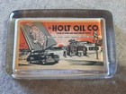 Vintage Glass Paperweight   Pocket Mirror Holt Oil Co Tydol Flying A Gas Product