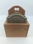 Vintage 1999 Brown Bag Cookie Tile Stamps  4  In Wood Case  tea Party  New
