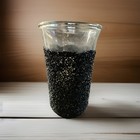 Vintage Shot Glass Souvenir Of Pompei Italy Risque  W Etched Black Crushed Stone