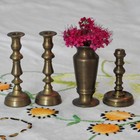 1 12 Dollhouse Miniature Solid Brass Lot Vase Candlestick Candle Holders Vintage