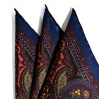 Burgundy Geometric Floral Silk Pocket Square  hand-rolled In England 