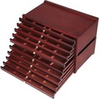 10-drawer Beechwood Artist Supply Storage Box  Portable Pencil   Brush Organizer