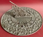 Vintage Cast Metal Sundial 11    Diameter  Roman Numerals  Oak Leaf Design
