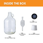 1 Gallon Glass Jug With Black Polyseal Cap   6 5 Drilled Rubber Stopper And Twin